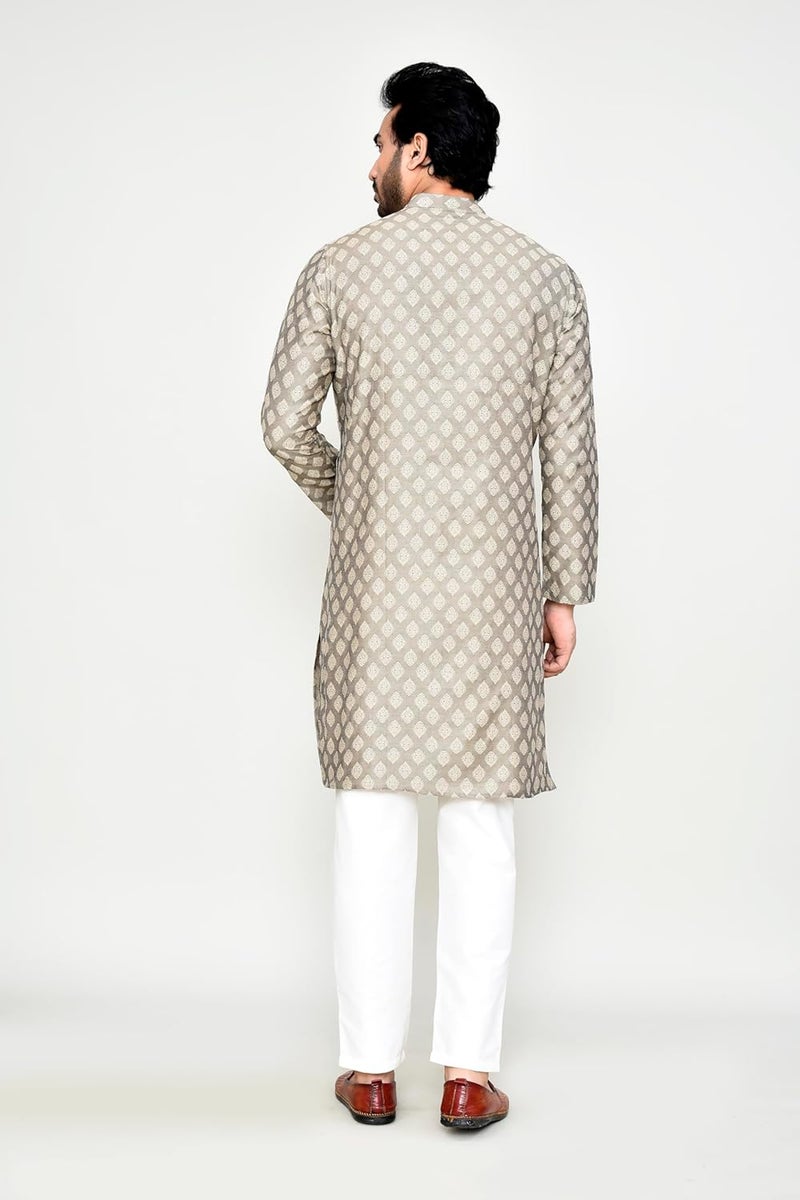 POLY2FAB طقم كورتا باجاما من حرير جاكار للرجال من هاثكارغا | ملابس تقليدية للزفاف والمناسبات الاحتفالية - Image 2
